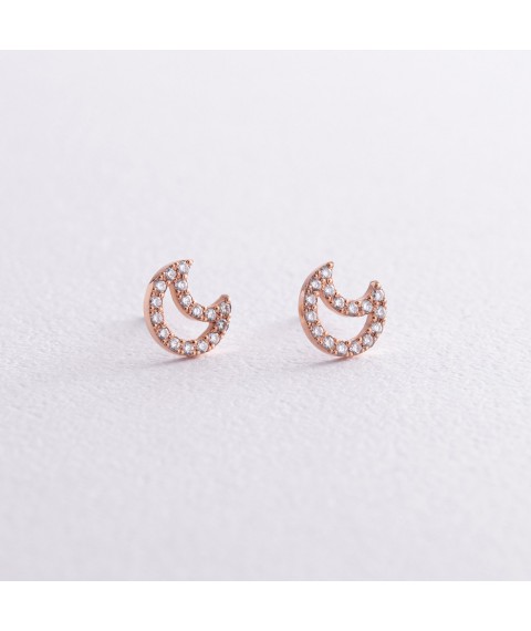 Gold earrings - studs "Moon" with diamonds 36762421 Onyx