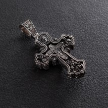 Срібний хрест "Розп'яття. Спаси та Збережи" з ебеновим деревом 942 Онікс