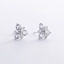 Silver earrings - studs with cubic zirconia 123334 Onyx