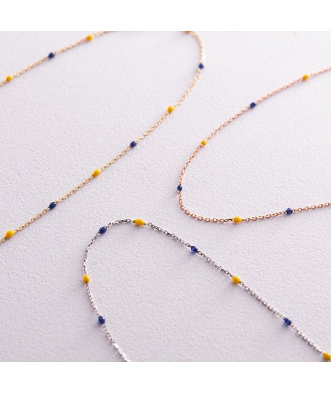 Necklace in white gold (blue and yellow enamel) coll02247 Onix 42
