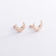 Earrings - studs "Moon" in red gold s06963 Onyx