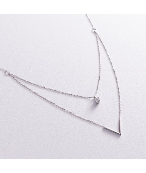 Gold necklace "Special" with cubic zirconia col02051 Onix 42