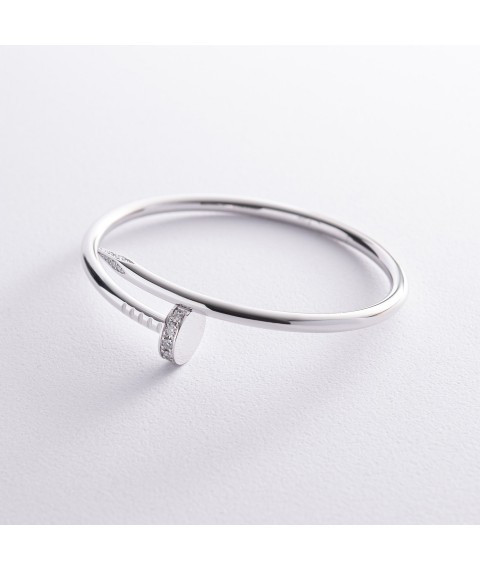 Hard bracelet "Nail" with diamonds (white gold) 522061121 Onyx 17