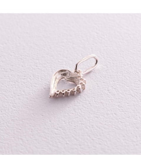 Silver pendant "Heart" (cubic zirconia) 131280 Onyx