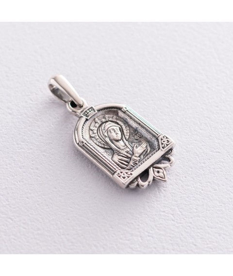 Silver amulet with the Mother of God 131223 Onyx