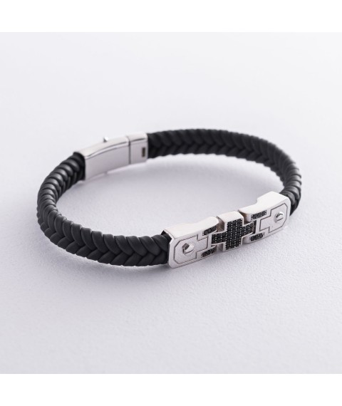 Rubber bracelet with cubic zirconia b03993 Onix 21