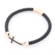 Rubber bracelet "Cross" with cubic zirconia b03997 Onix 21