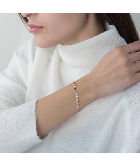 Gold bracelet Coins with cubic zirconia b04287 Onix 19