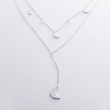 Silver necklace "Moon" with cubic zirconia 18946 Onix 45