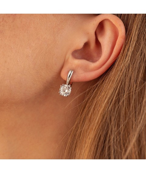Silver earrings with cubic zirconia 12513 Onyx