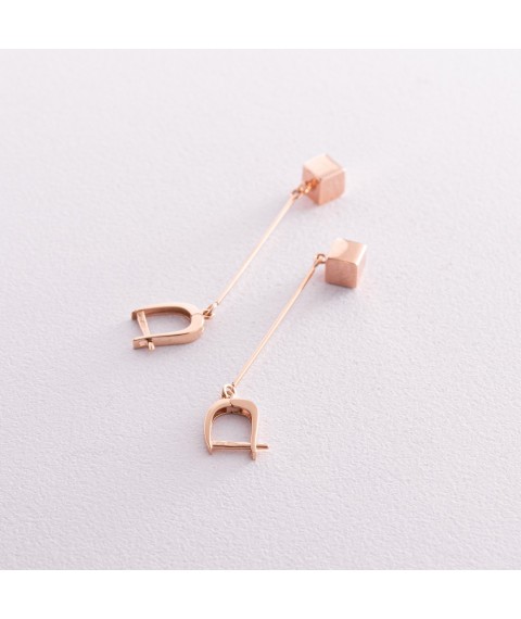 Gold earrings "Cubes" s05653 Onyx