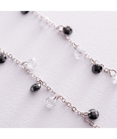 Silver earrings with black and white cubic zirconia 123286 Onyx