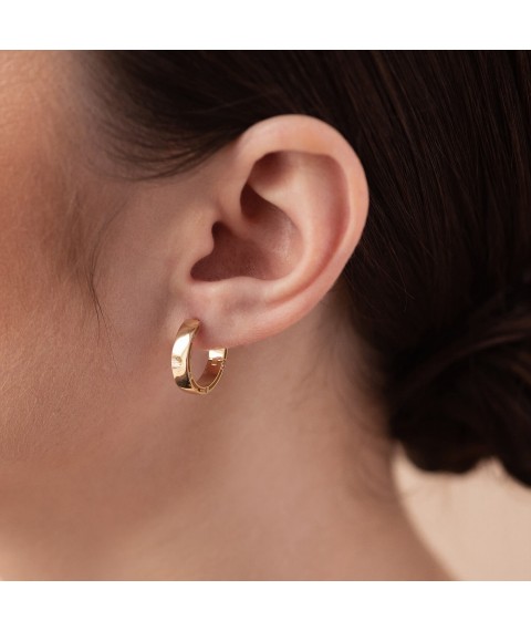 Gold earrings "Rings" with cubic zirconia, diameter: 17 mm s05226 Onyx