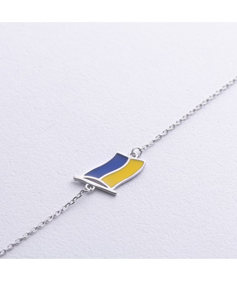 Браслет "Флаг Украины" в серебре (синяя и желтая эмаль) 141716 Онікс 19