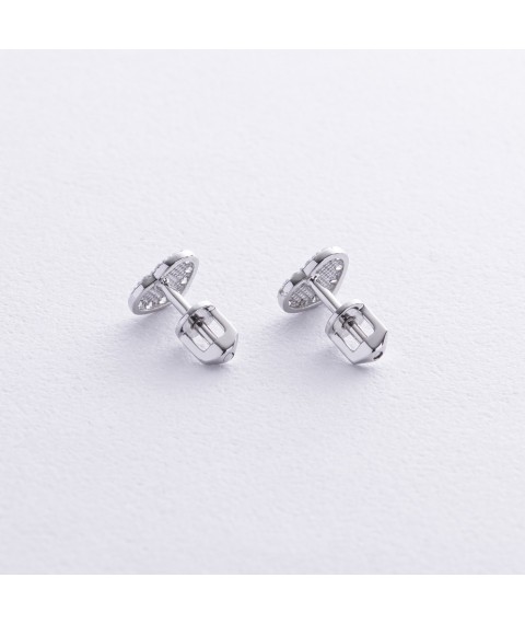 Earrings - studs "Hearts" with cubic zirconia (white gold) s08111 Onyx