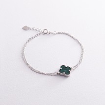 Silver bracelet "Clover" with malachite 141635 Onix 20