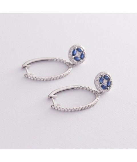 Gold earrings with sapphires and diamonds e00903mi Onyx