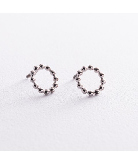 Silver earrings - studs "Harmony" 7033 Onyx
