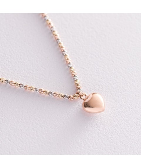 Gold necklace "Heart" kol01809 Onix 45