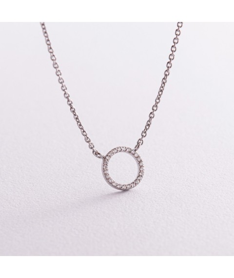 Silver necklace "Cycle" with cubic zirconia 181072 Onix 42