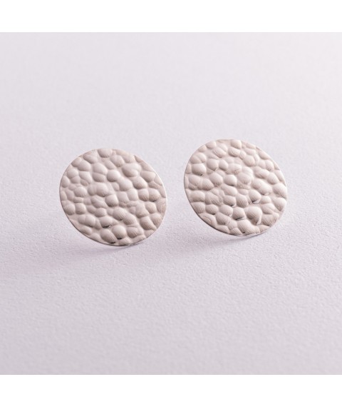 Silver earrings - studs "Teona" (2.6 cm) 123176 Onyx