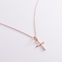 Gold necklace "Cross" with cubic zirconia col02187 Onix 45