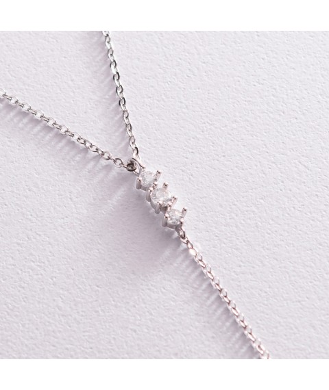 Silver necklace - tie with cubic zirconia 181177 Onix 38