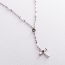 Men's necklace "Cross" made of silver and white ceramics ZANCAN EXC367-B Onix 52