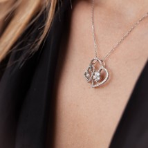 Gold pendant "Hearts" with diamonds pkit290 Onix