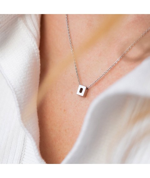 Silver necklace with the letter "O" 1105 O Onyx 45