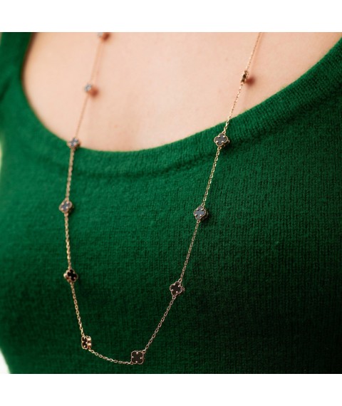 Necklace "Clover" with onyx mini (red gold) coll02423 Onyx 100