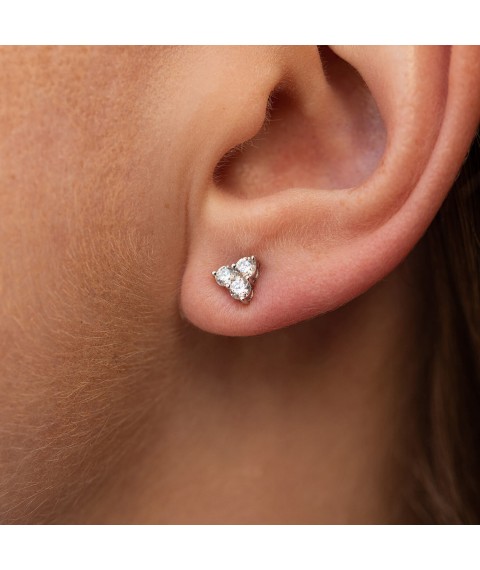 Gold earrings - studs with diamonds sb0402mi Onyx