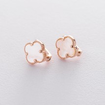 Gold earrings "Clover" (mother of pearl) s06364 Onyx
