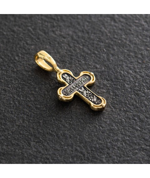 Silver cross "Crucifixion" with gold plated 132349 Onyx