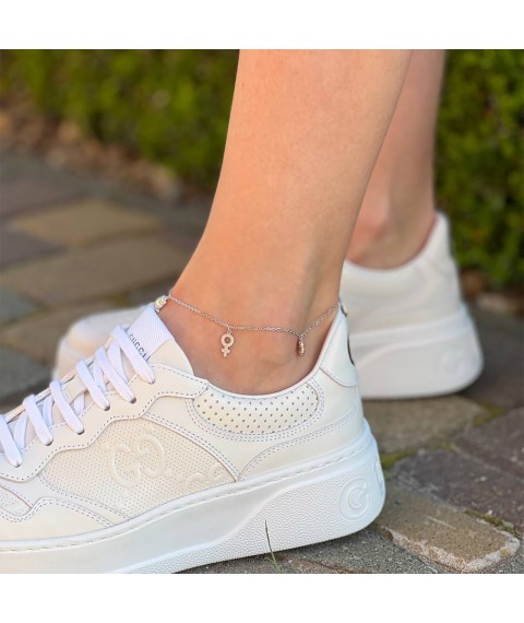 Silver ankle bracelet with cubic zirconia 14979 Onix 28