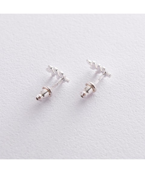 Silver earrings - studs "Twigs" 122752 Onyx