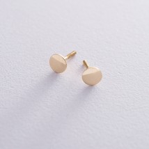 Gold stud earrings "Circles" s06452 Onyx