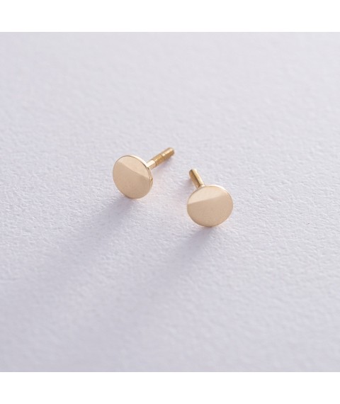 Gold stud earrings "Circles" s06452 Onyx