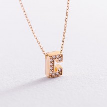 Necklace with the letter "C" in yellow gold (cubic zirconia) kol01165С Onyx 40