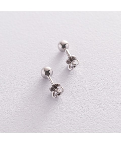 Silver earrings - studs "Balls" 123006 Onyx