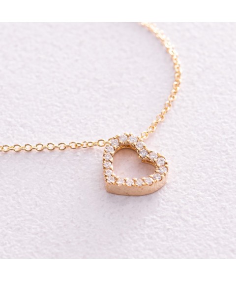 Gold necklace "Heart" with diamonds flask0079ca Onix 45