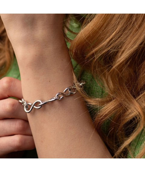Silver bracelet "Infinity" 141694 Onyx 21