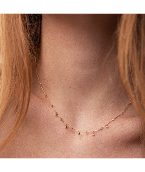 Gold necklace "Ella" with cubic zirconia col02090 Onix 45