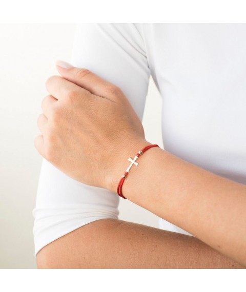 Bracelet with red thread and gold insert "Cross" b03084 Onix 18.5