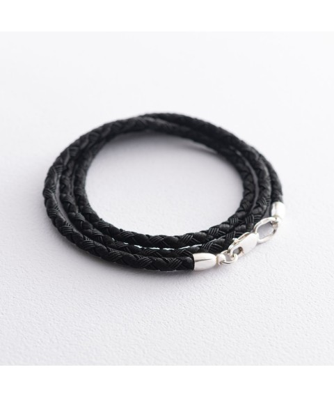 Silk cord with silver clasp 18717 Onyx 50