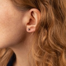 Gold earrings - studs with black diamonds sb0438y Onyx