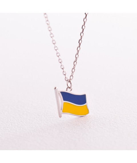Колье "Флаг Украины" в серебре (синяя и желтая эмаль) 181237 Онікс  46