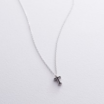 Серебряное колье с буквой Т 18624ч Онікс  45