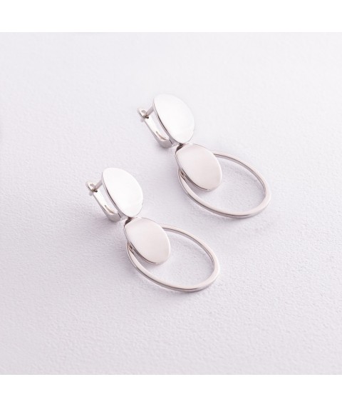 Silver earrings "Oval" 123253 Onyx