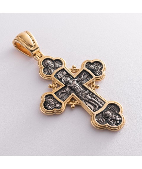 Срібний хрест для священнослужителів "Розп'яття Христове. Архангел Михаїл" 132958b Онікс